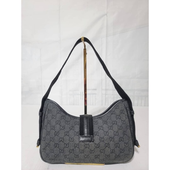 Authentic GUCCI DENIMJACKIE SHOULDER BAG BLACK/DARK GREY - Picture 4 of 12